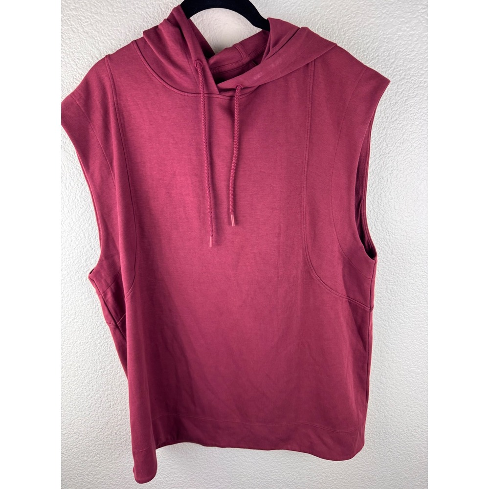 Athleta Burgundy Sleeveless Hooded Vest Top Womens Size M Activewear Athleisure